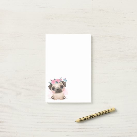 Cute Pug Post-it® Notes (Op bureau)