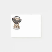  Cute Pug Puppy Dj met hoofdtelefoon Post-it® Notes (Voorkant)