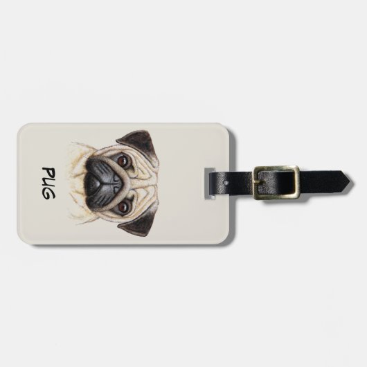 Cute Pug Puppy Face Bagagelabel (Voorkant horizontaal)