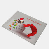 Cute Pug Puppy Kerstdoormat Deurmat (Schuin)