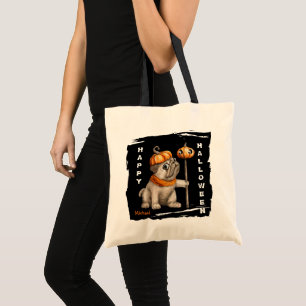 Cute Pug Puppy Kinder Halloween Trick or treat Tote Bag