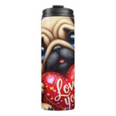 Cute Pug Puppy Love Heart Thermosbeker (Voorkant)