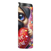 Cute Pug Puppy Love Heart Thermosbeker (Geroteerd rechts)