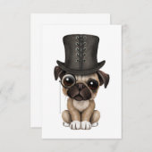 Cute Pug Puppy met Monocle en Top Hat (Voorkant / Achterkant)