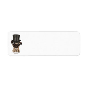 Cute Pug Puppy met Monocle en Top Hat Etiket