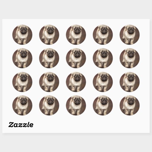 Cute Pug Puppy Photo Ronde Sticker (Vel)