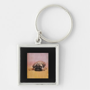 Cute Pug Puppy Pug Hondenliefhebbers Cadeau Sleutelhanger