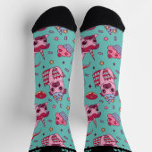 Cute Pug Rainbow Cupcake Retro Pattern Hondenliefh Sokken (Top)