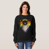 Cute Pug Rainbow Heart Gay Pride Lgbt Dog Trui (Voorkant volledig)