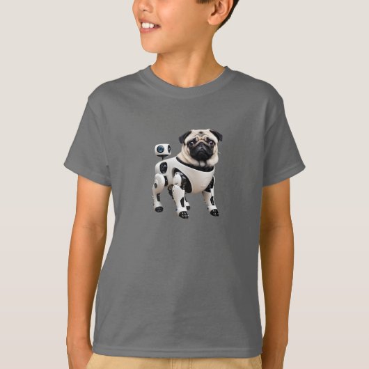 Cute Pug Robot Kinder T-Shirt (Voorkant)