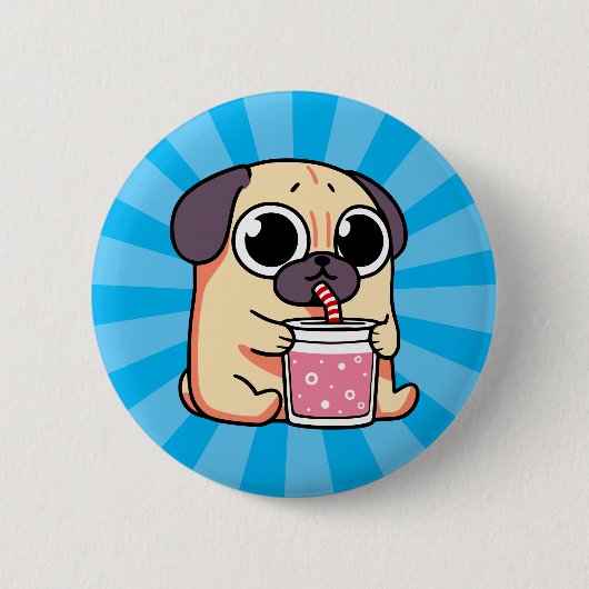 Cute Pug Ronde Button 5,7 Cm (Voorkant)