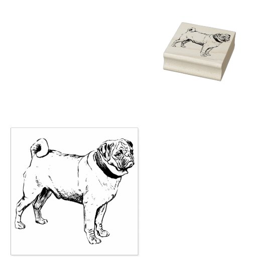 Cute Pug Rubber Stamp Rubberstempel (Gestempeld)