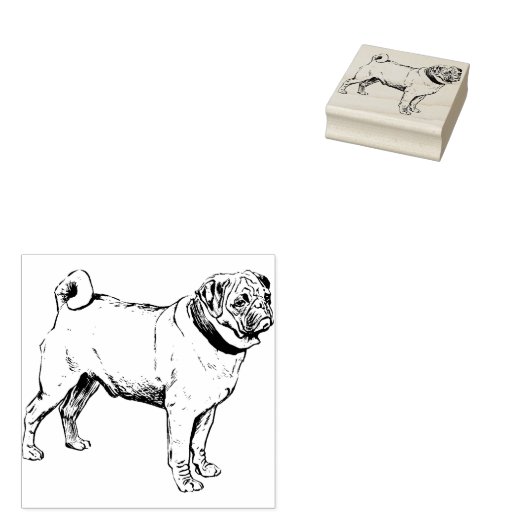 Cute Pug Rubberstempel (Gestempeld)