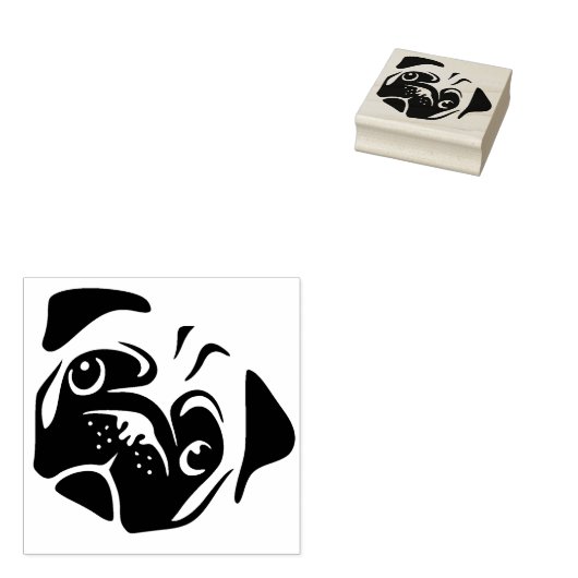 Cute Pug Rubberstempel (Gestempeld)