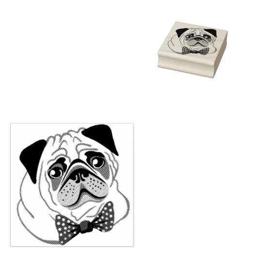 Cute Pug Rubberstempel (Gestempeld)