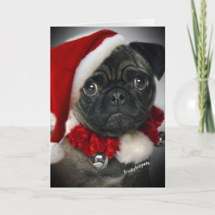 Cute Pug Santa Cards Feestdagen Kaart