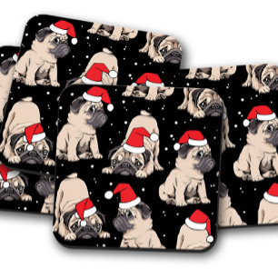 Cute Pug Santa Kerstmis   kerstkurkset Bier Onderzetter