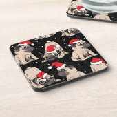 Cute Pug Santa Kerstmis | kerstkurkset Bier Onderzetter (Linkerzijde)