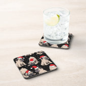 Cute Pug Santa Kerstmis | kerstkurkset Bier Onderzetter (Rechterzijde)