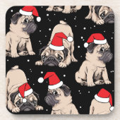 Cute Pug Santa Kerstmis | kerstkurkset Bier Onderzetter (Voorkant)