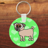 Cute Pug Sleutelhanger - Groen (Voorkant)