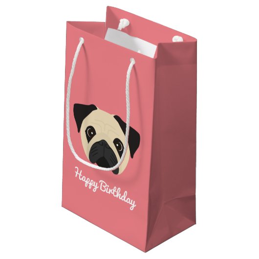Cute Pug Small Gift Bag Klein Cadeauzakje (Achterkant Gekanteld)