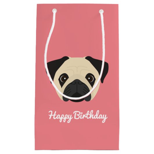 Cute Pug Small Gift Bag Klein Cadeauzakje (Voorkant)