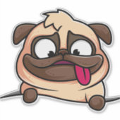Cute Pug Sticker (Voorkant)