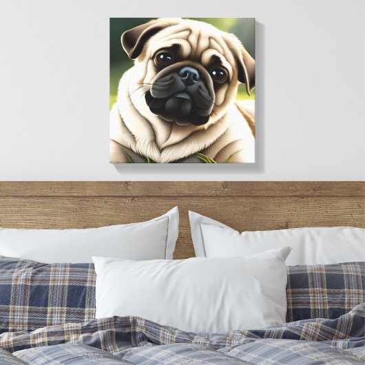 Cute Pug Stretted Canvas Print (Insitu (Slaapkamer))