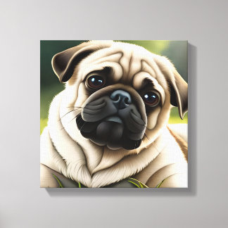 Cute Pug Stretted Canvas Print
