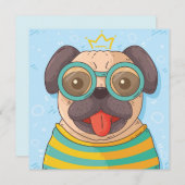 Cute Pug-uitnodiging Kaart (Voorkant / Achterkant)