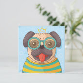 Cute Pug-uitnodiging Kaart (Staand voorkant)