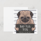 Cute Pug-uitnodiging Kaart (Voorkant / Achterkant)
