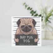 Cute Pug-uitnodiging Kaart (Staand voorkant)