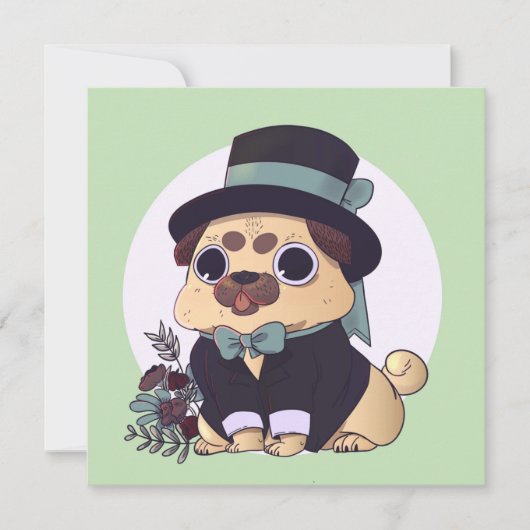Cute Pug-uitnodiging Kaart (Voorkant)
