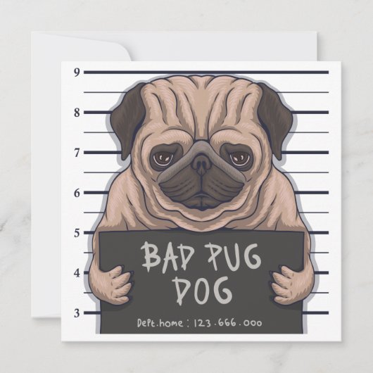 Cute Pug-uitnodiging Kaart (Voorkant)