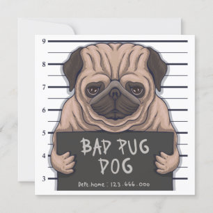 Cute Pug-uitnodiging Kaart