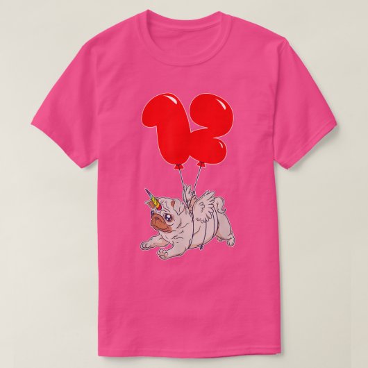 Cute Pug Unicorn12th BirthdayKids Balloon T-shirt (Design voorkant)