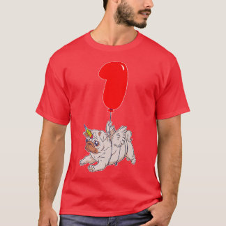 Cute Pug Unicorn1st BirthdayKids ballonpartij T-shirt