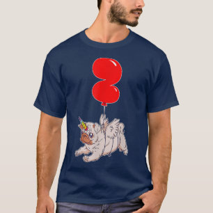 Cute Pug Unicorn2nd BirthdayKids ballonpartij T-shirt