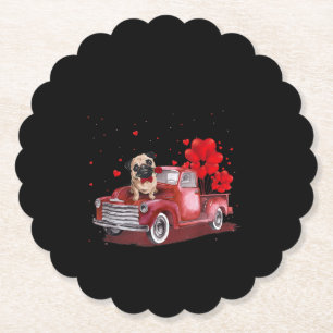Cute Pug Valentijnse Heart Love Kartonnen Onderzetters