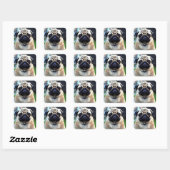 Cute Pug Vierkante Sticker (Vel)