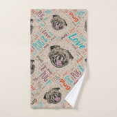 Cute Pug Word-patroon Bad Handdoek (Handdoek)