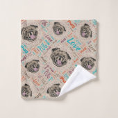 Cute Pug Word-patroon Bad Handdoek (Wasdoekje)