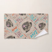 Cute Pug Word-patroon Bad Handdoek (Handdoek)