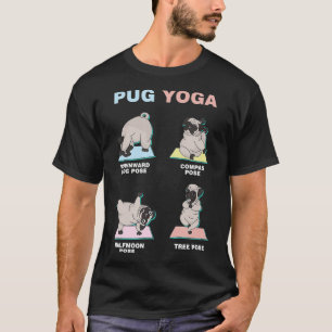 Cute Pug Yoga Poses Mediterende Fitness Gym T-shirt