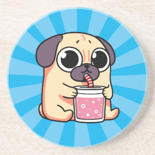Cute Pug Zandsteen Onderzetter
