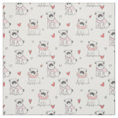 Cute Pugs en Hearts Stof (Swatch)