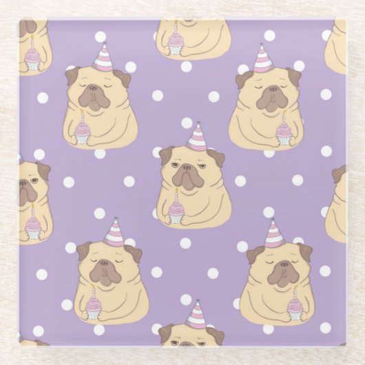 Cute Pugs Glass Onderzetter (Voorkant)