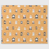 Cute Pugs Halloween Pattern Cadeaupapier (Vlak)
